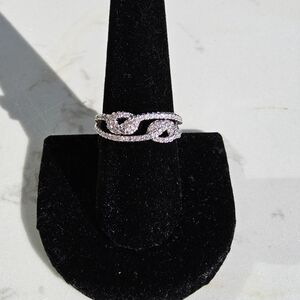 Silver Chain Accent Ring with Matte Band
